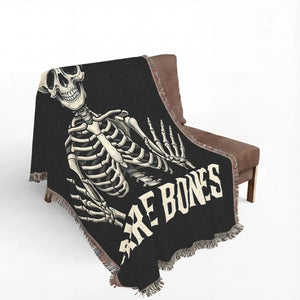 Bare Bones skeleton woven blanket by DipaliZ with original gothic skeleton artwork