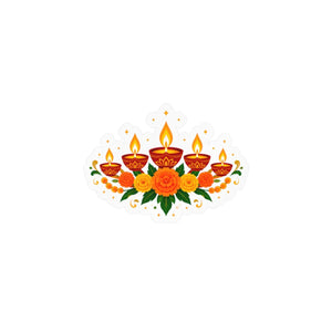 Diwali floral diyas kiss-cut vinyl decal - home decor decals