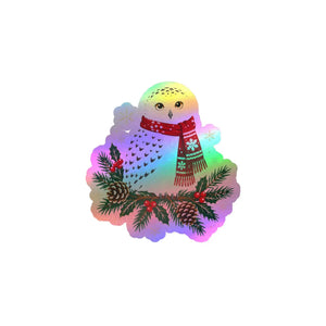 Christmas snowy owl kiss-cut vinyl decal - home decor decals