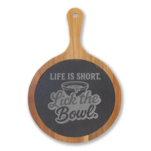 Life is short lick the bowl charcuterie board | engraved cheese slate - cutting boards