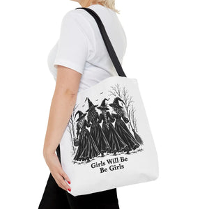 Witch Sisters Tote — “Girls Will Be Girls” Halloween Tote Bag