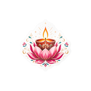 Lotus diya kiss-cut vinyl decal for diwali - home decor decals