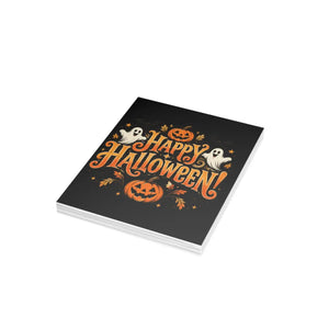 Happy halloween greeting card with ghosts and pumpkins - cards