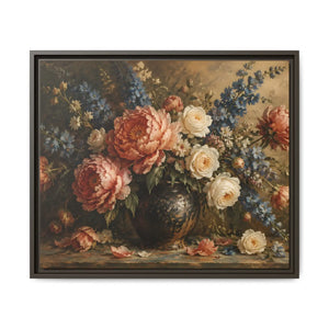 Vintage floral bouquet framed canvas wall art - printable