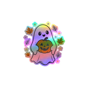 Cute ghost pumpkin halloween kiss-cut vinyl decal - home decor decals