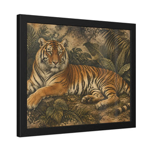 Framed paper poster – resting tiger in tropical jungle - posters