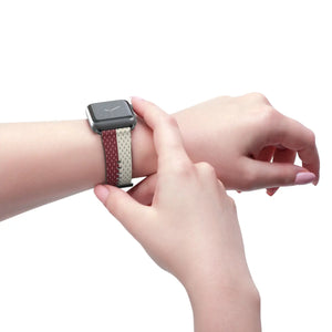 Striped Knit Pattern Watch Band — Burgundy & Cream Vintage Cozy Style