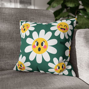 Emotive Daisy Throw Pillowcase — Cute Emoji Flower Decorative Pillow Cover
