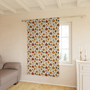 Large rust and mustard leaves on a DipaliZ blackout curtain panel