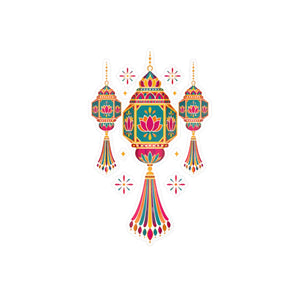 Colorful diwali lantern kiss-cut vinyl decal - home decor decals