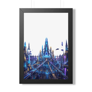 Dipaliz a futuristic city framed vertical poster - posters prints & visual artwork
