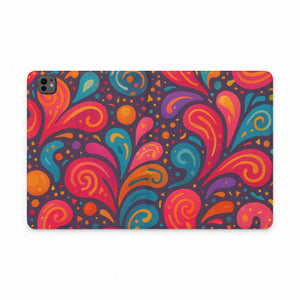 Colorful Paisley Tablet Folio Case — Vibrant Retro Swirl Protective Sleeve