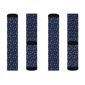 Blue Hanukkah Menorah Pattern Socks