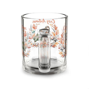Soft rust and cream duck artwork on a DipaliZ fall glass mug