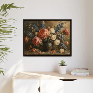 Vintage floral bouquet framed canvas wall art - printable