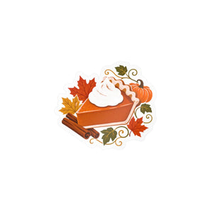 Autumn pumpkin pie kiss-cut vinyl decal - home decor decals