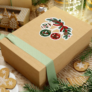 Christmas ornament wreath kiss-cut vinyl decal - home decor decals