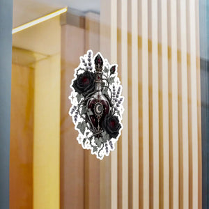 Gothic sacred heart rose kiss-cut vinyl decal - home decor decals