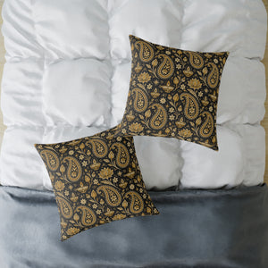 Vintage Black and Gold Paisley Pillow