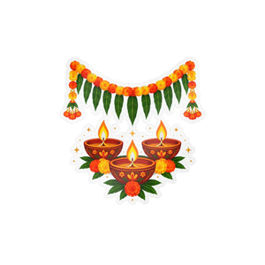 Diwali diyas and marigold toran kiss-cut vinyl decal - home decor decals