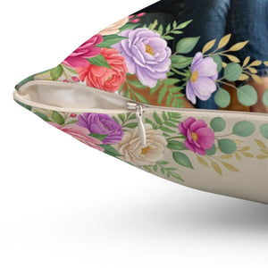 Floral Photo Pillow – Personalized Square Decorative Throw Pillow