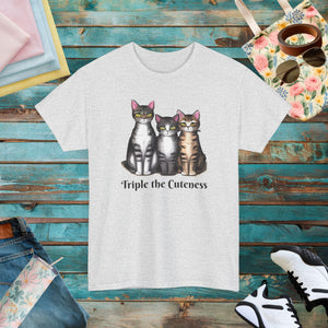 Three Cats, Triple the cuteness, Unisex Heavy Cotton Tee