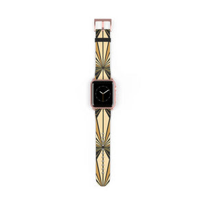 Art deco sunburst watch band, geometric vintage apple strap - bands