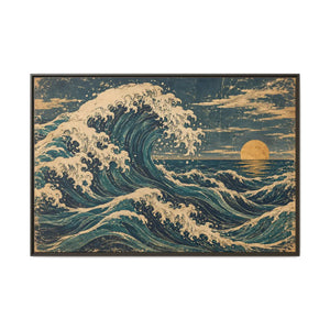 Framed canvas wall art vintage japanese great wave ocean print - printable