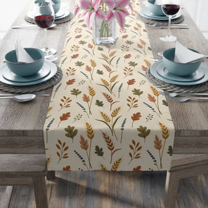 Autumn Meadow Table Runner — Neutral Floral Fall Decor