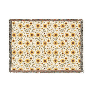 Sunflower & Midnight Floral Woven Throw Blanket