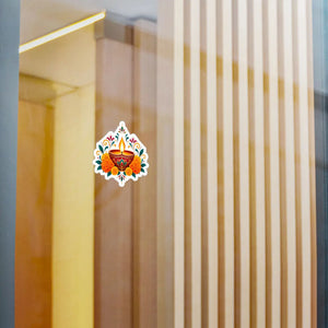 Diwali diya and marigold floral kiss-cut vinyl decal - home decor decals