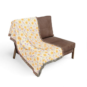 Floral Mosaic Woven Blanket – Cotton Throw - Dipaliz