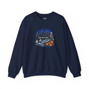 Haunted halloween grand rapids skyline crewneck sweatshirt - sweatshirts