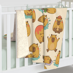 Cute capybara Sherpa Blanket – Cozy Animal Pattern Throw for Kids & Pet Lovers