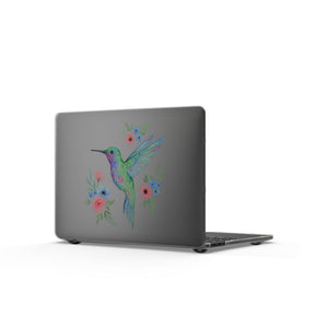 Hummingbird Floral Matte MacBook Case — Pastel Watercolor Laptop Cover