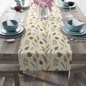 Autumn Meadow Table Runner — Neutral Floral Fall Decor