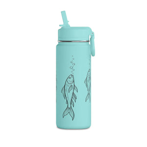 Fish Sketch Water Bottle — Illustrated Koi Design, Leak‑Proof Sports Bottle