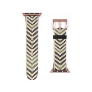 Chevron Pattern Watch Band — Neutral Geometric Apple Watch Strap