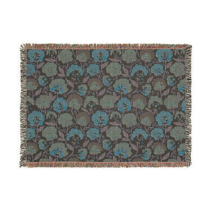 Floral Woven Blanket — Retro Rose Pattern Throw for Cozy Home Decor