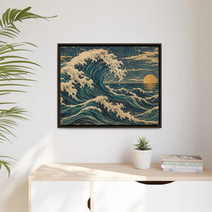 Framed canvas wall art vintage japanese great wave ocean print - printable