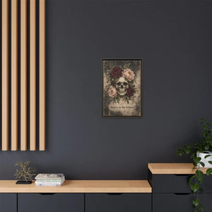 Beauty in the broken skull and floral framed canvas wall art - printable