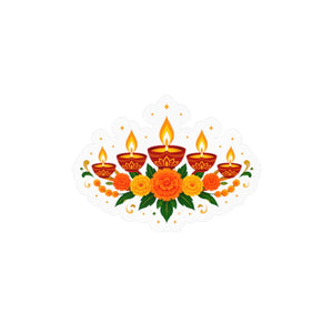 Diwali floral diyas kiss-cut vinyl decal - home decor decals
