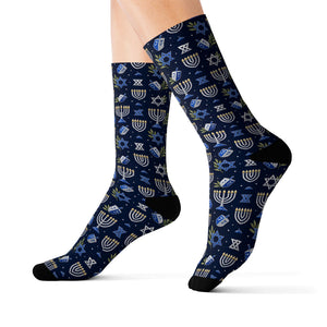 Hanukkah Menorah Pattern Socks
