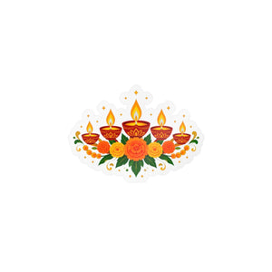 Diwali floral diyas kiss-cut vinyl decal - home decor decals