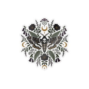 Gothic death’s head moth kiss-cut vinyl decal - home decor decals