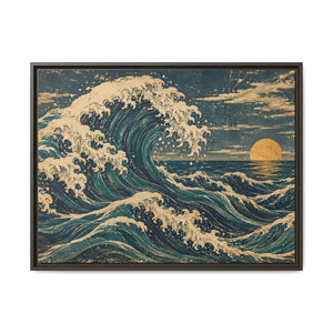 Framed canvas wall art vintage japanese great wave ocean print - printable