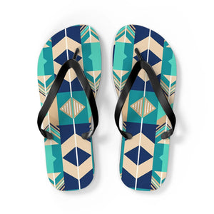 Geometric teal and navy flip flops - slippers