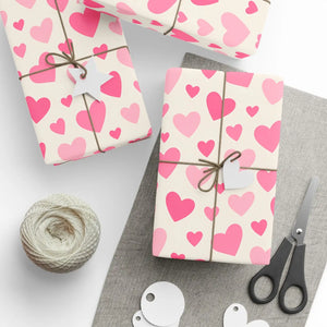 Pink heart wrapping paper roll – romantic valentine’s gift wrap