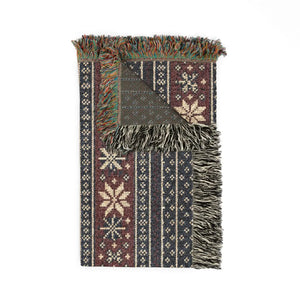 DipaliZ fringed woven throw with bands of stripes and diamond rows