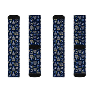 Hanukkah Menorah Pattern Socks